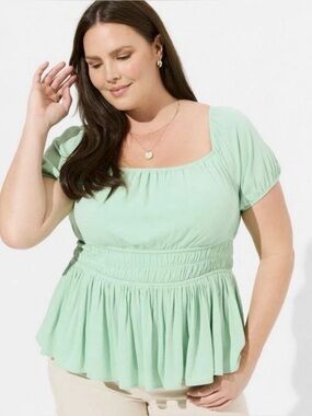 NWT Torrid Washable Crinkle Gauze Cris Cross Back Top- Size 2X Mint Green
